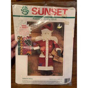 Vintage Sunset Fabric Applique Kit 1994 Christmas Santa Doll